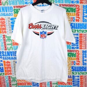 Vintage Coors Light NFL T Shirt Size XL White 2000s Y2K Official Beer Sponsor